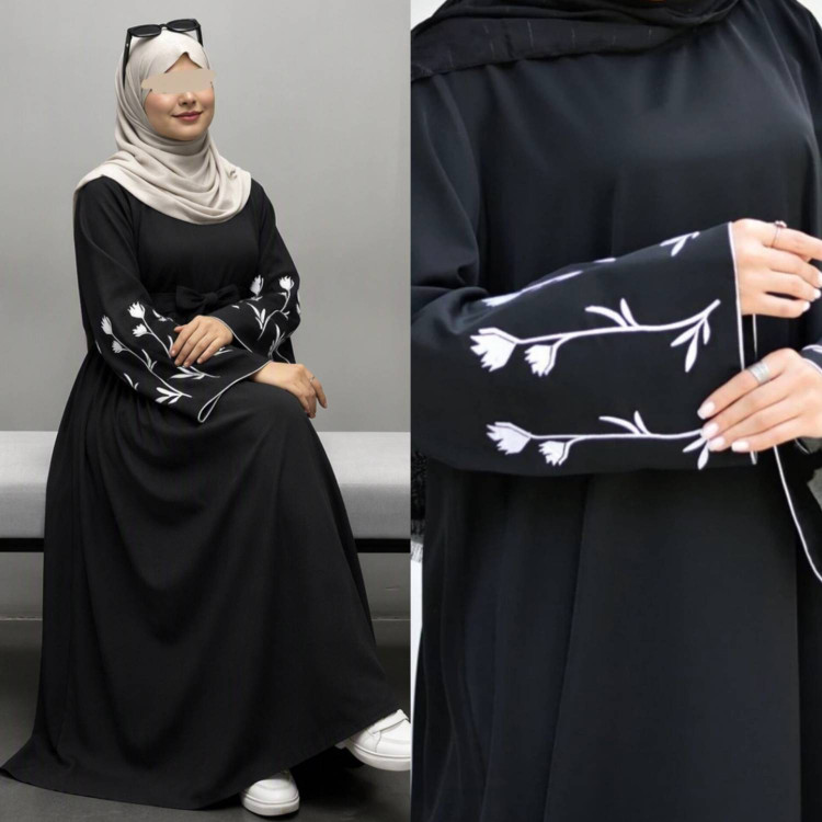پیراهن عبایی گل لاله جنس الیزه باکیفیت