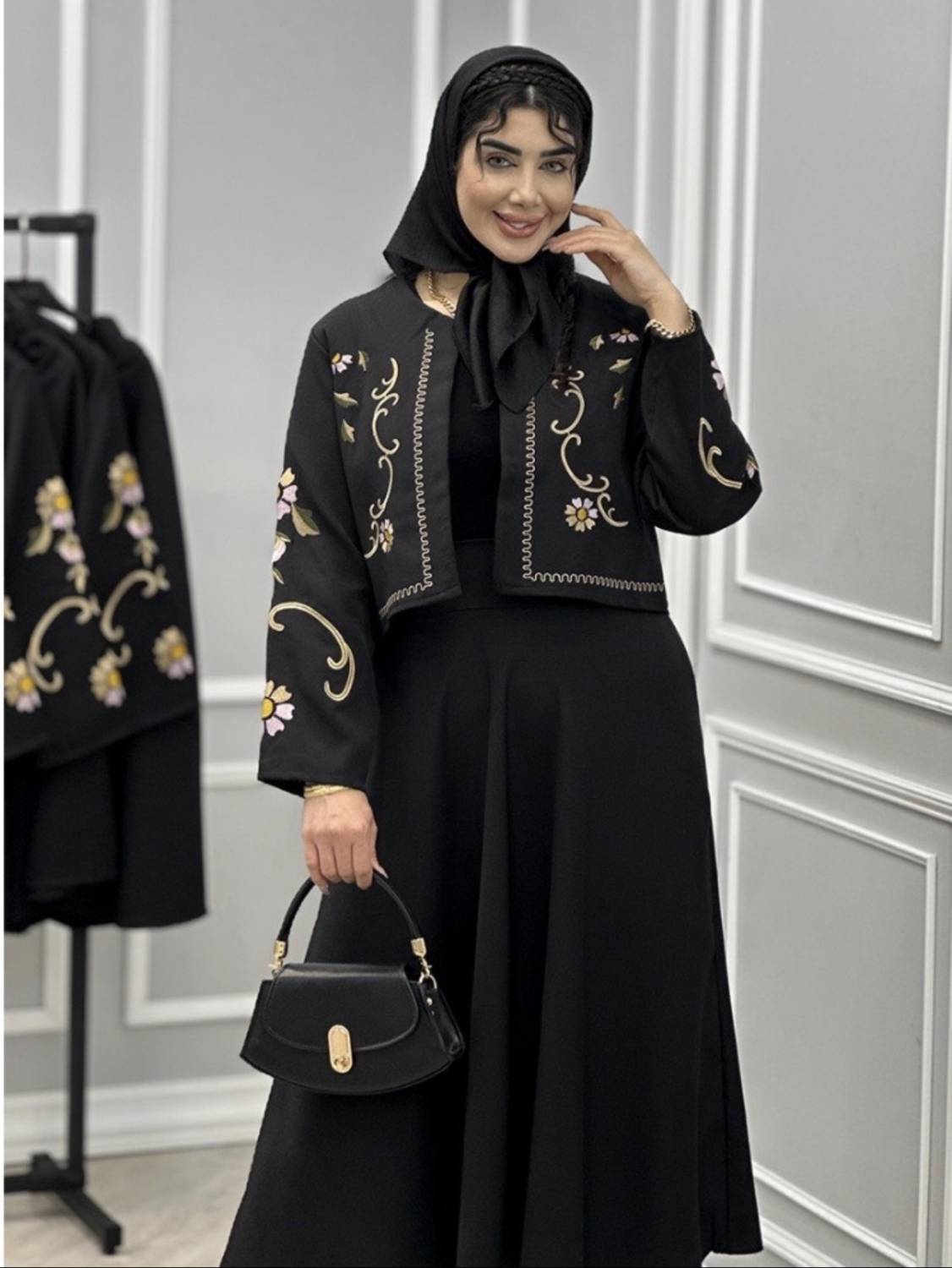 کت دامن گلدوزی جنس کرپ مازراتی اعلا