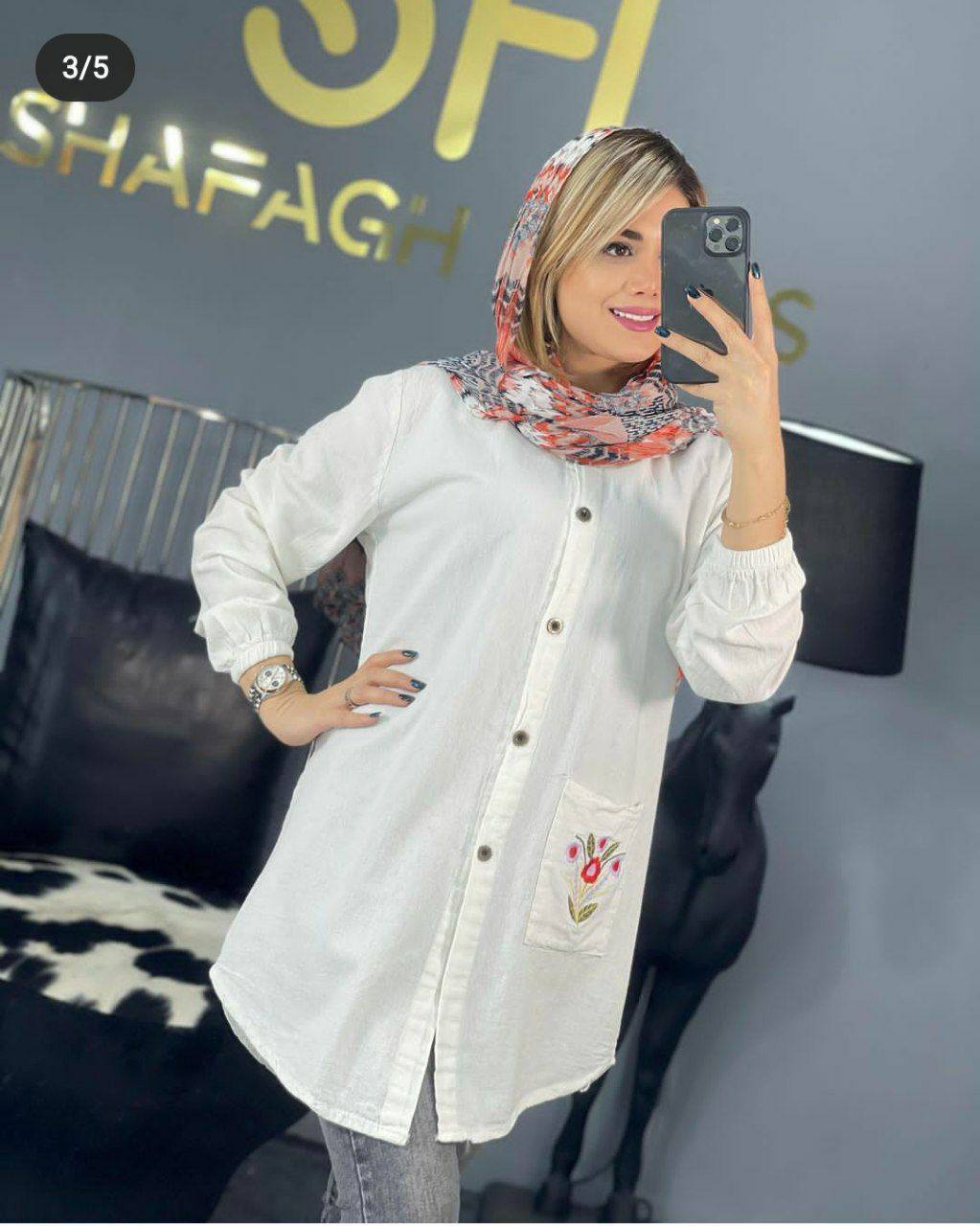 مانتو سفید فرشته جنس الیاف