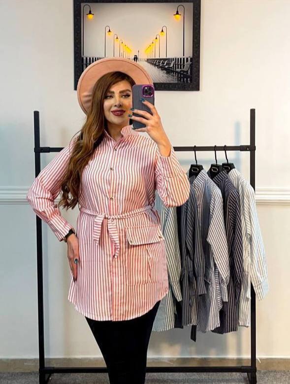 شومیز ساره جنس لنین راه راه