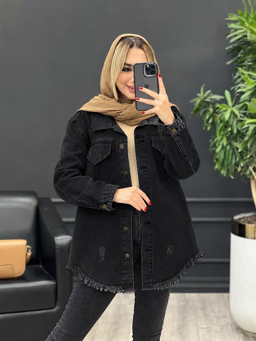 کت جین بلند گرم بالا
