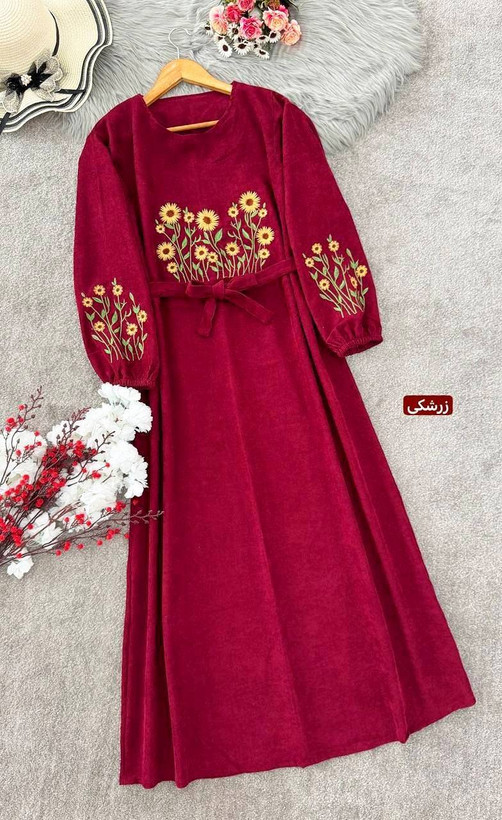 کفتان گلدوزی اروشا جنس مخمل کبریتی ریز