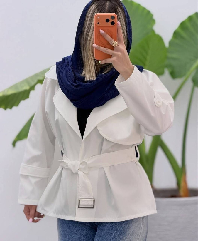مانتو بارانی کمربند دار