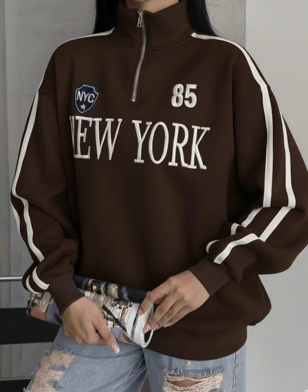 دورس نیم زیپ NEW YORK پنبه توکرکی