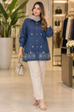 شومیز مانتویی مهگل جنس شانتون و گلدوزی