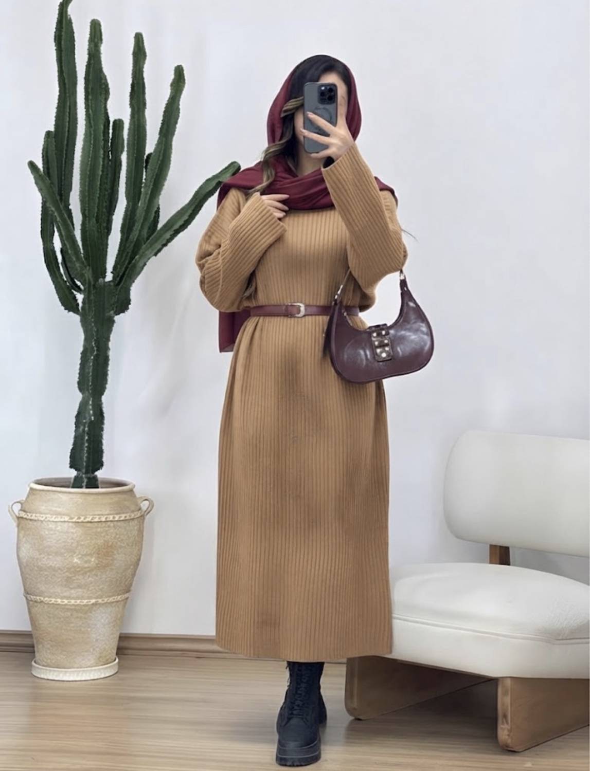 کفتان بافت خطی نسکافه ای