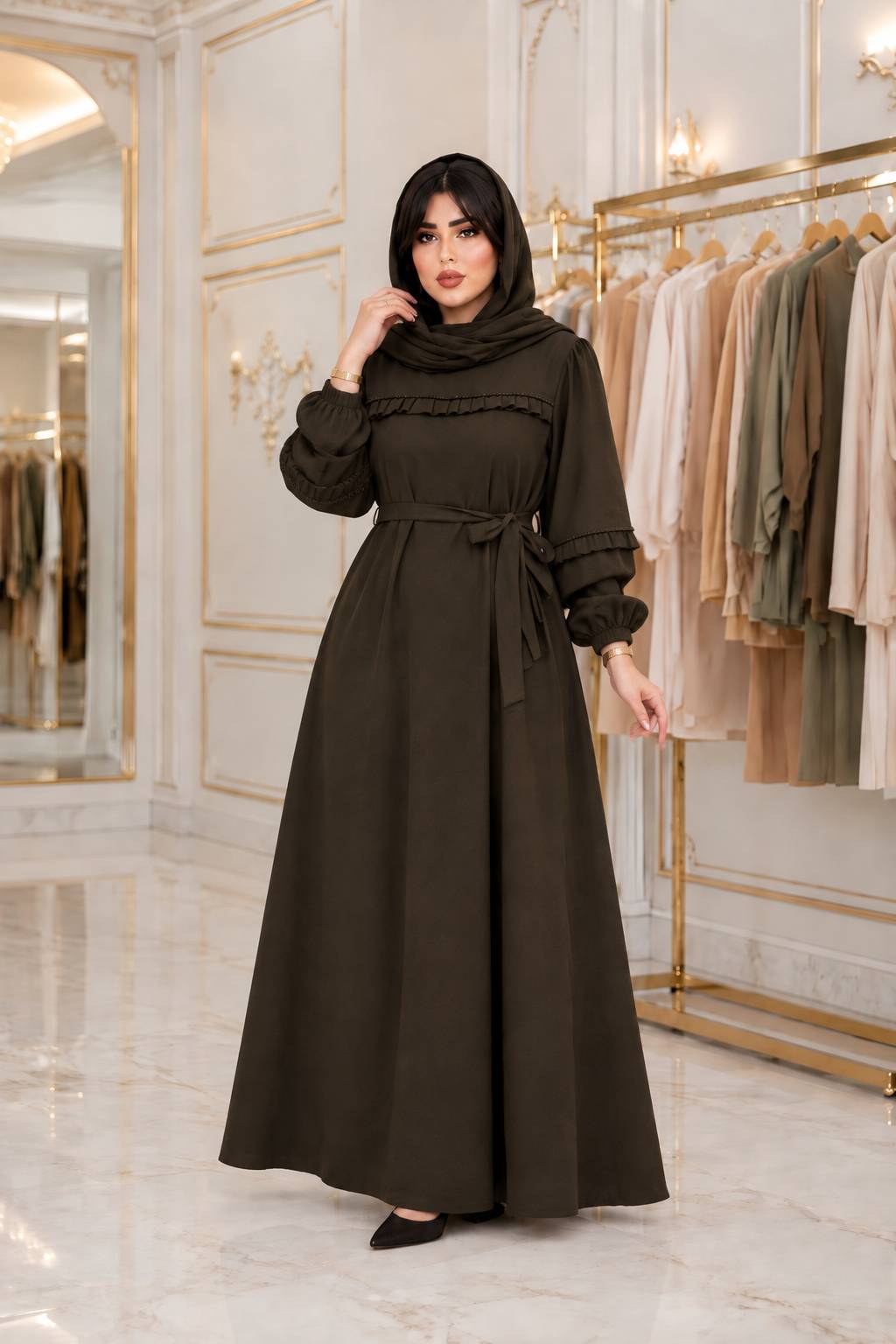 پیراهن بلند جنس مخمل کبریتی