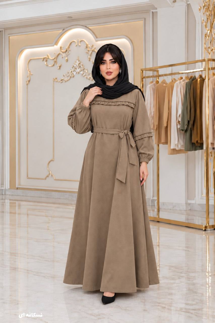 پیراهن بلند جنس مخمل کبریتی