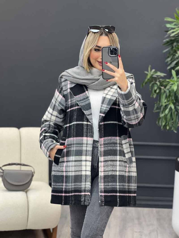 چهارخونه یقه انگلیسی پشمی موهردار
