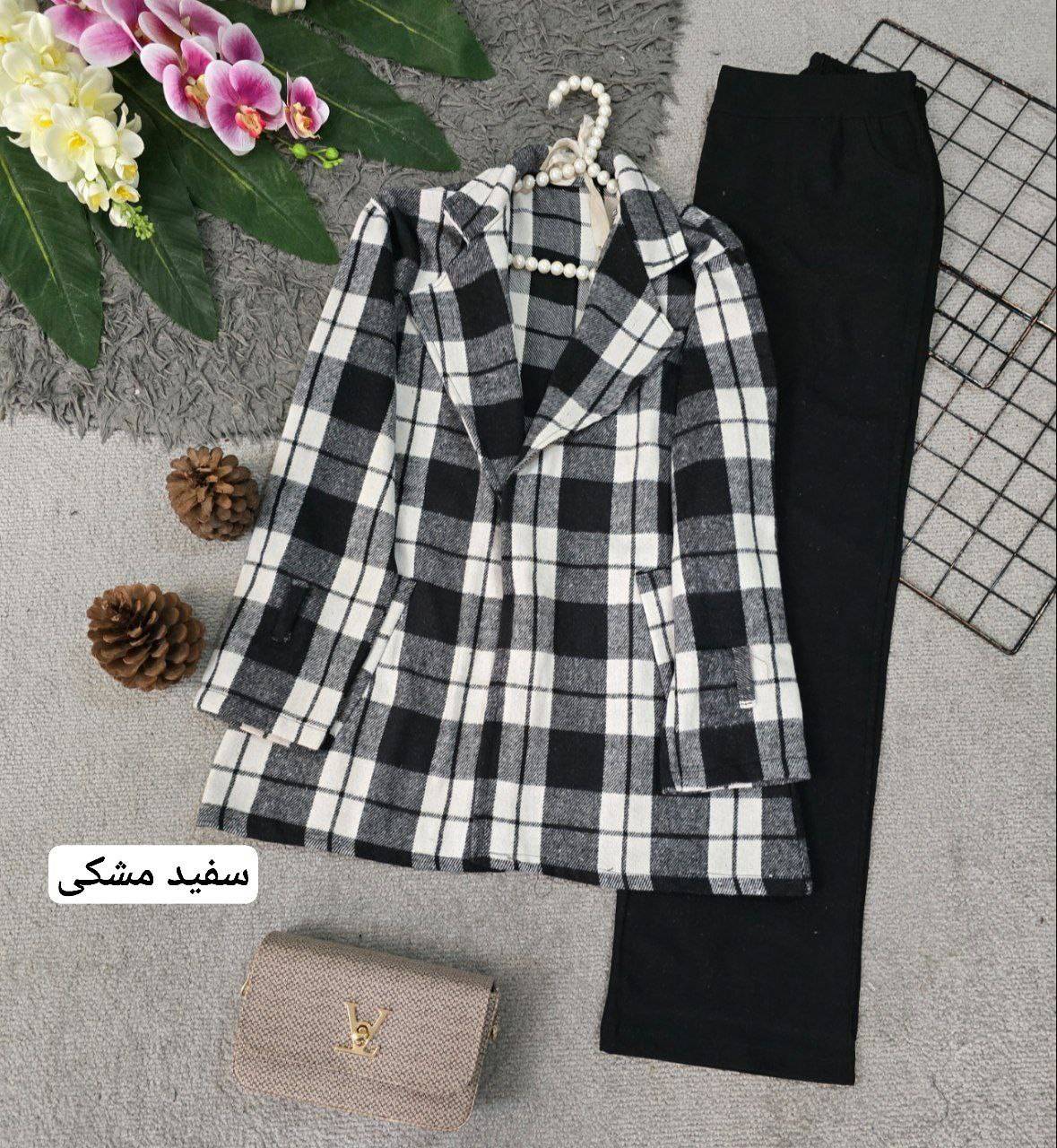 چهارخونه یقه انگلیسی پشمی موهردار
