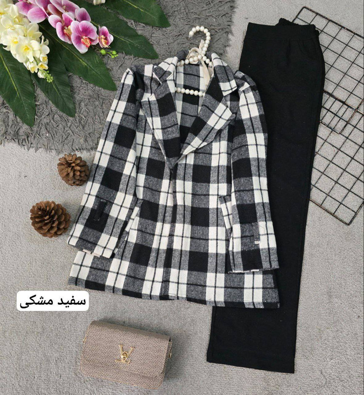 چهارخونه یقه انگلیسی پشمی موهردار
