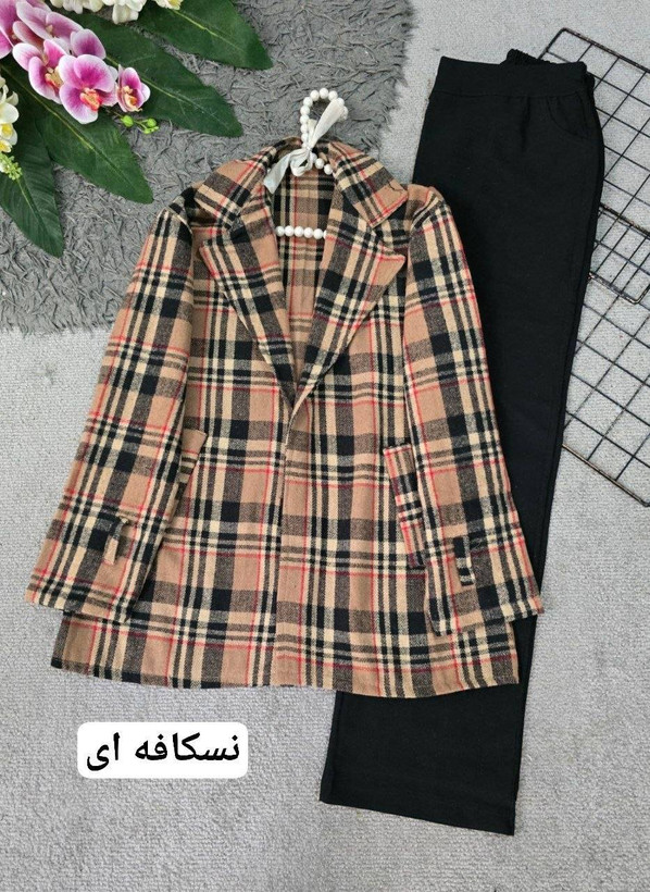چهارخونه یقه انگلیسی پشمی موهردار