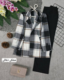چهارخونه یقه انگلیسی پشمی موهردار