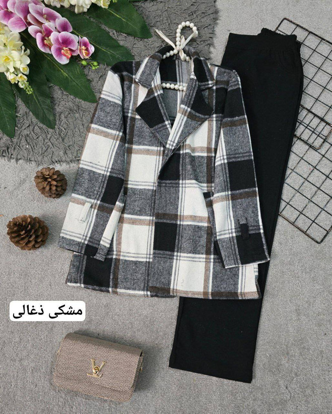 چهارخونه یقه انگلیسی پشمی موهردار