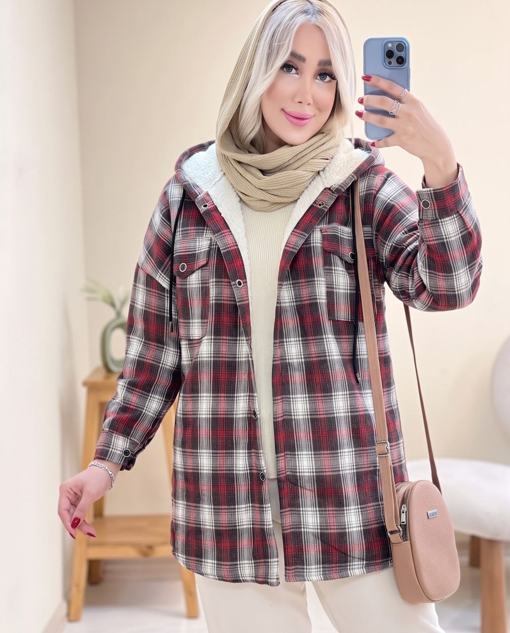 شکت گلاویز جنس چهارخونه پشمی