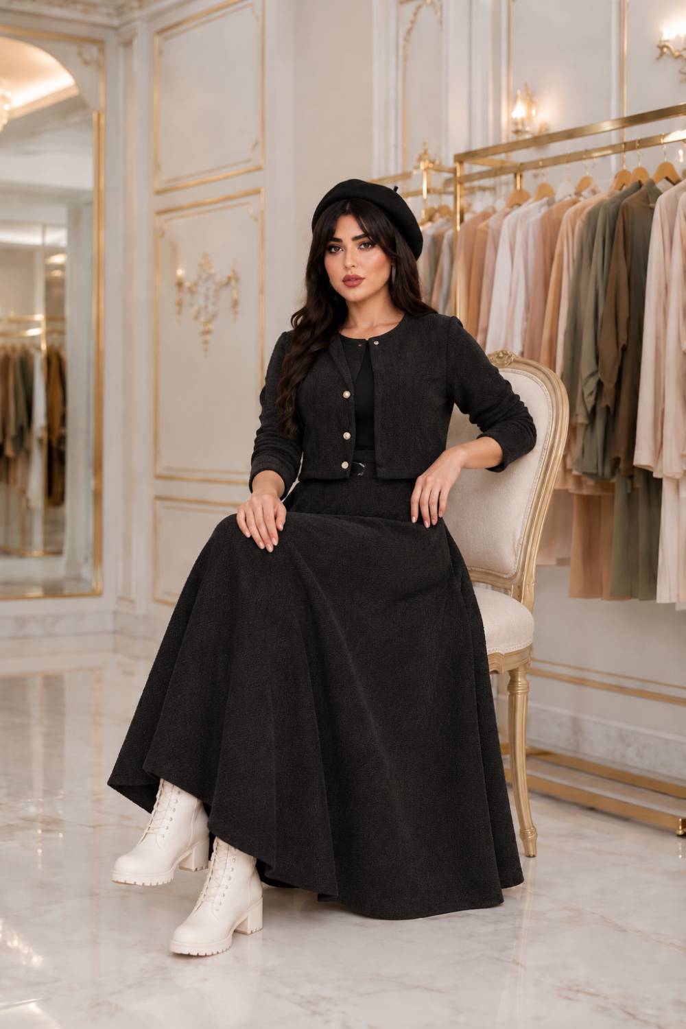 کت دامن همتا جنس مخمل کبریتی ریز