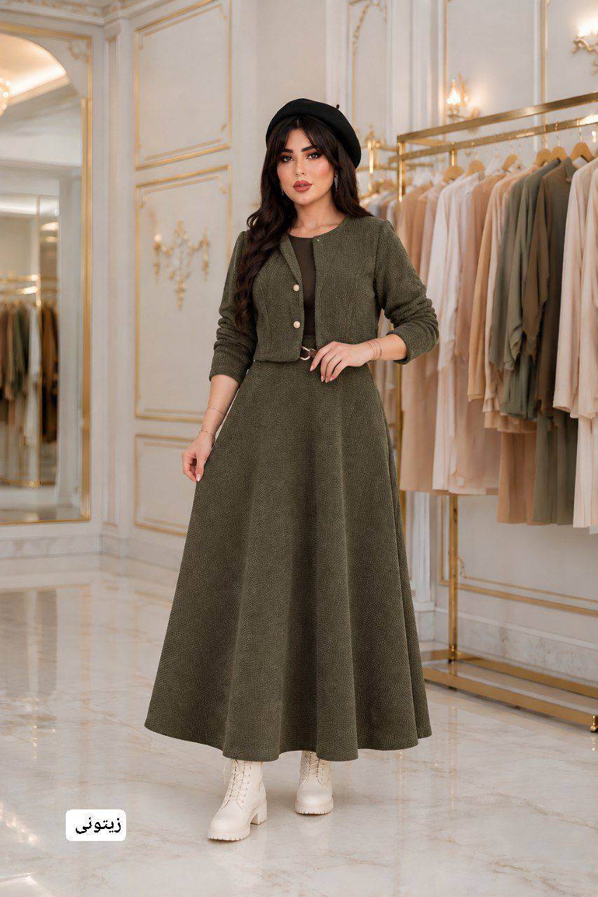 کت دامن همتا جنس مخمل کبریتی ریز