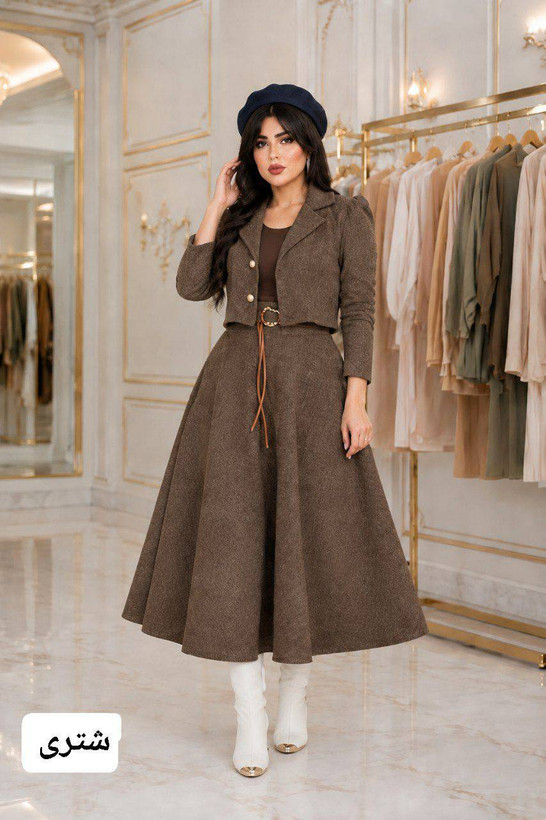 کت دامن همتا جنس مخمل کبریتی ریز