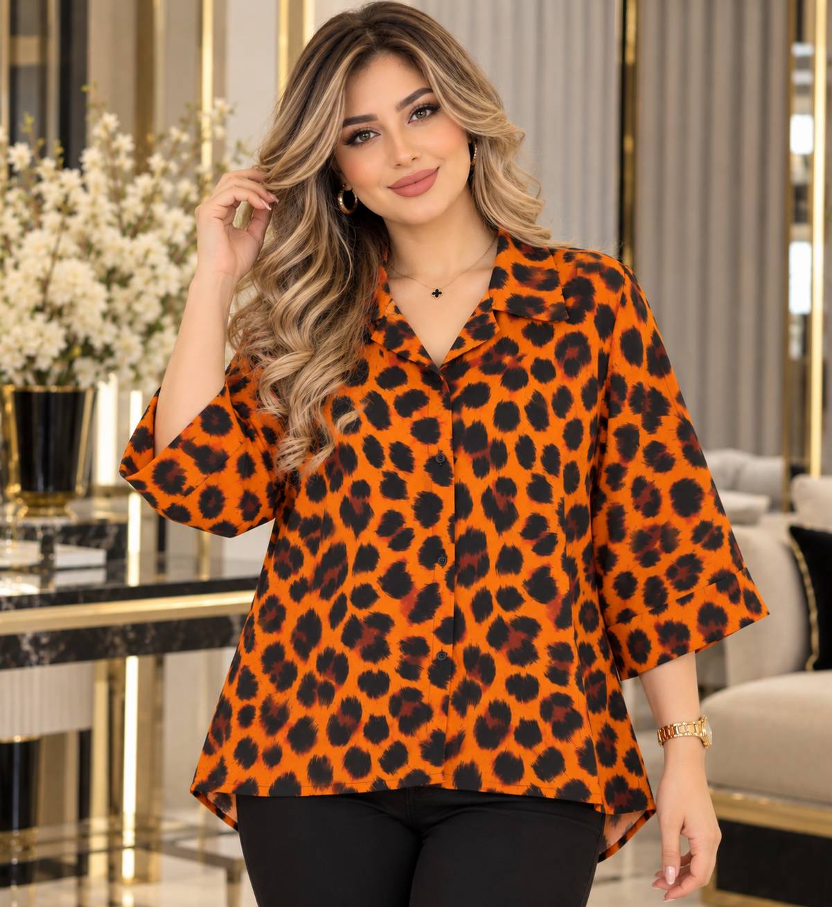 شومیز باکسی جنس الیزه گرم بالا