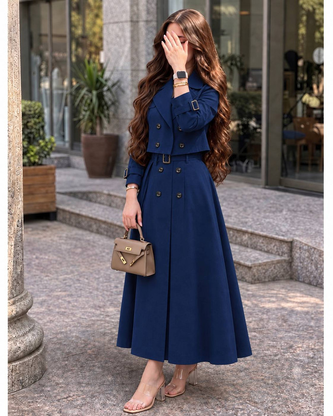 کت دامن نیلو جنس کتان پنبه درجه یک